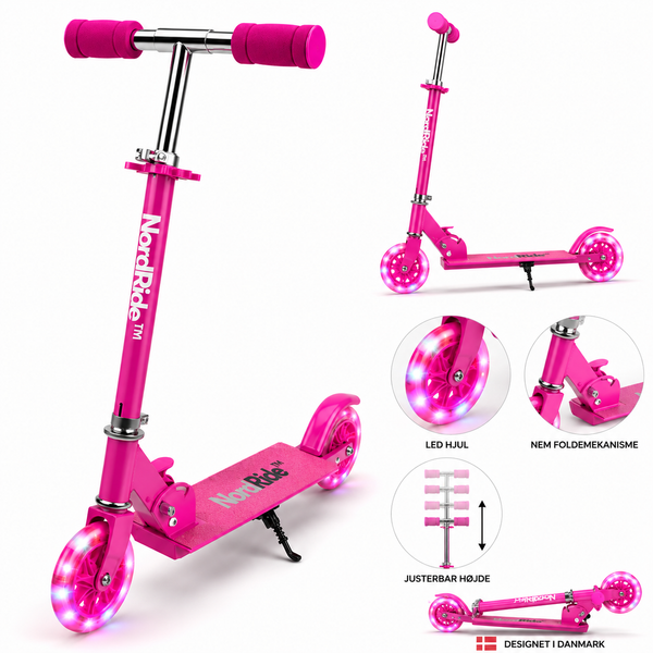 Løbehjul - Nordride med LED - Pink